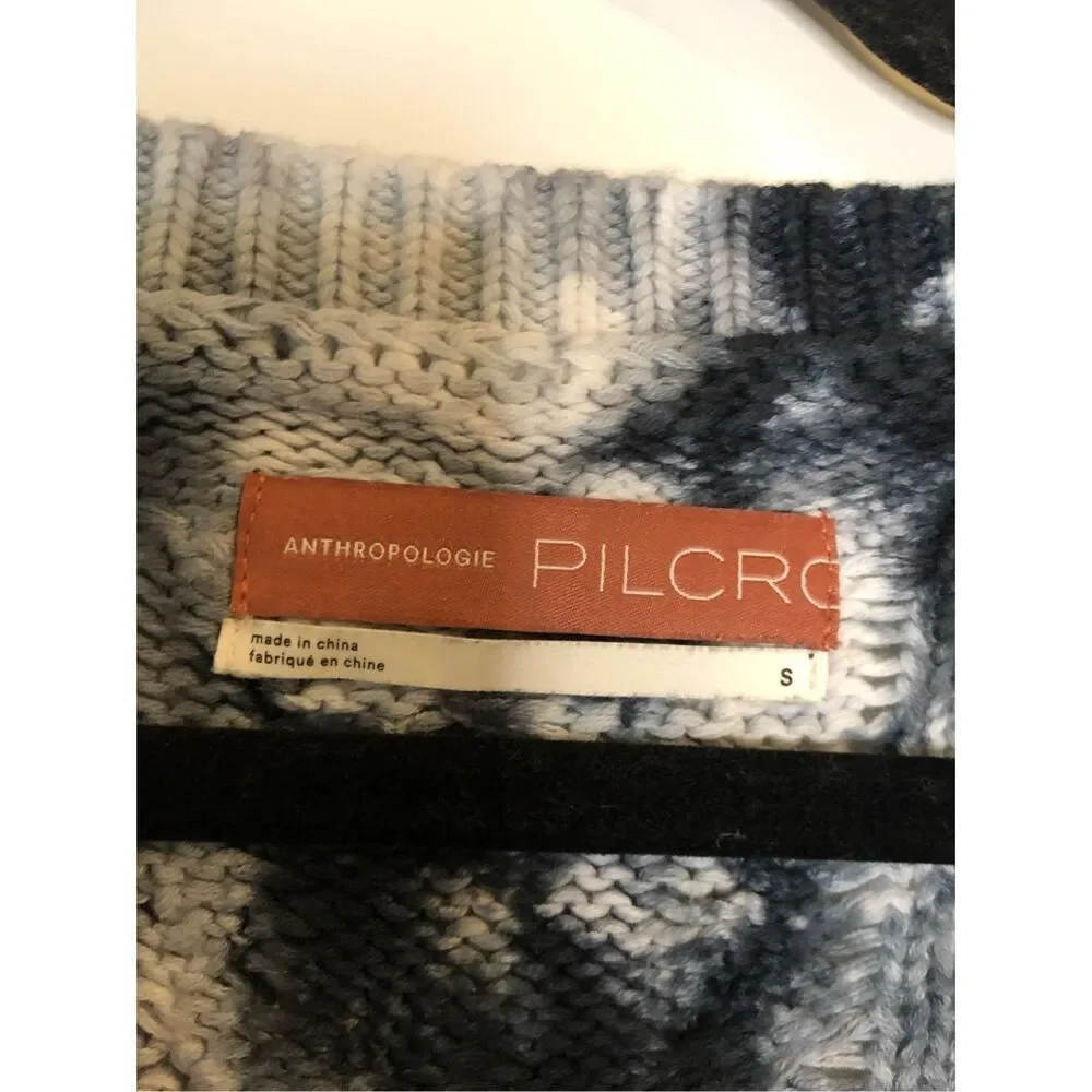 Pilcro Boxy Cable Sweater sz Small oversized 100% cotton tie dye natural fiber